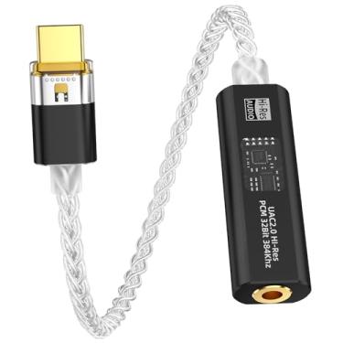 Imagem de Adaptador de áudio USBC para conector de 3,5 mm Dual Chip CX31993 MAX97220 áudio digital portátil decodificação AMP USB C DAC, alta resolução 32 bits/384 kHz auxiliar para dongle tipo C com cabo OCC