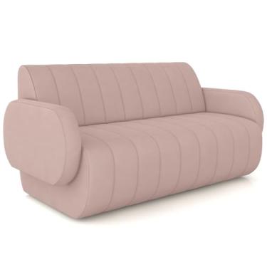 Imagem de Sofá 2 Lugares Sala Living Orgânico 148cm Fávara K01 Veludo Rosê - Lyam Decor