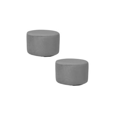 Imagem de Puff Infantil Encantos Banqueta Multiuso Para Quarto Espaço Kids Sala pés antiumidade - Banco Redondo/Suede - Cores (2 ENCANTUS CINZA)