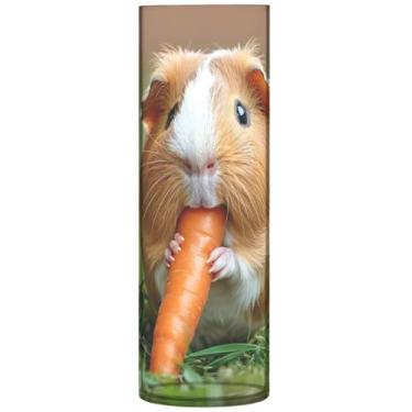 Imagem de Vaso de flores cilíndrico cenoura de porquinho da índia para mesa, vaso de flores alto personalizado, impressão de plástico, decoração de casa, sala de estar, 30 cm x 9,9 cm