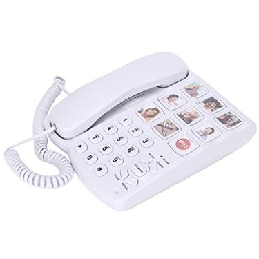 Imagem de Irfora Telefone Com Botão Grande Amplificado, Telefone Fixo Com Fio de Memória e Foto, para Idosos, Material ABS, Botão SOS e Plug and Play