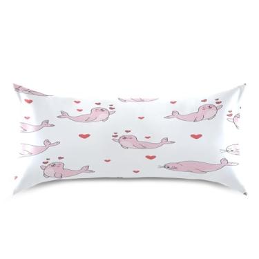 Imagem de Blueangle Fronha de cetim refrescante para cabelo e pele, capa de almofada rosa, tamanho king size 50,8 x 101,6 cm com fecho de envelope (640)