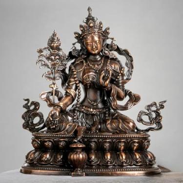 Imagem de FENNYYAR Estátua de Buda de cobre puro, 10 cm, budismo tibetano tantra escultura do deus da riqueza