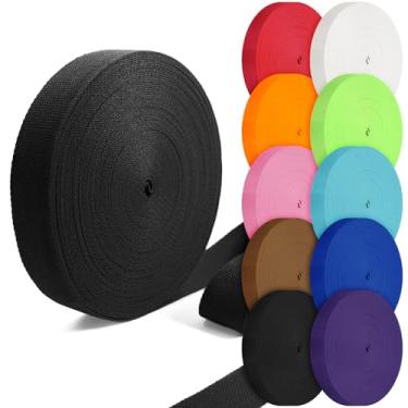Imagem de Grosun Correias de algodão 2,5 cm, 3,8 cm, 5 cm, 5,08 cm, tiras de lona para bolsas, 10 64 cm, 3,3 m, correias de algodão (preto, 2,5 cm x 10 jardas)