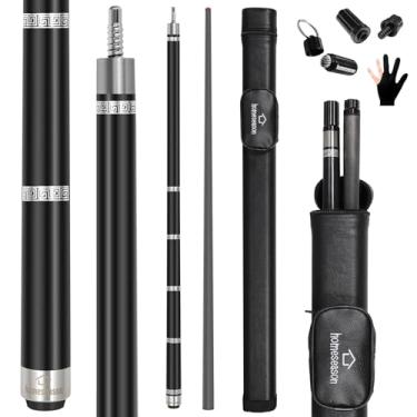 Imagem de HomeSeason Bastão de taco de bilhar de fibra de carbono 147.3 cm bastões de taco de bilhar 567.0 g Professional Competition Bastões de piscina de baixa deflexão com bolsa de couro 3/8 * 8 pinos ponta