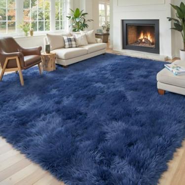 Imagem de Tapetes de área, 22 x 30,5 cm, sala de estar, tapete felpudo macio, macio, tapete de cabeceira, tapetes grandes para quarto, crianças, meninas, meninos, decoração de casa, antiderrapante (9 x 12, azul