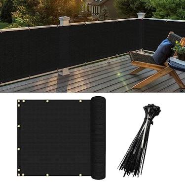 Imagem de FLORALEAF Cobertura de cerca preta de 3'x15' Proteção UV Proteção externa vento, sol, tela de privacidade para deck, pátio, varanda ou piscina (3x15 pés)