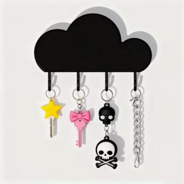 Imagem de Gancho de nuvem montado na parede, suporte de armazenamento de entrada de parede, organizador de gancho, sem necessidade de perfuração, adequado para salas de estar, cozinhas e hotéis