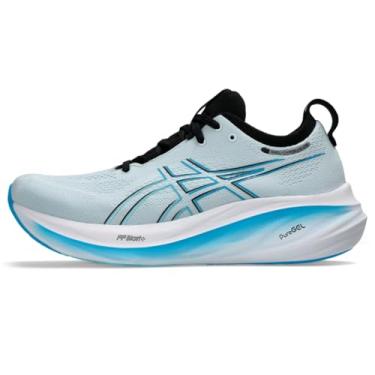 Imagem de ASICS Tênis de corrida masculino Gel-Nimbus 26, Cinza claro/ciano brilhante, 41