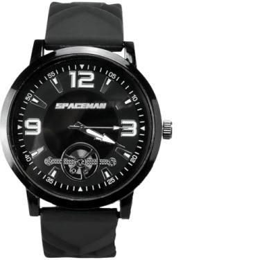 Imagem de Relógio Masculino Analógico Spaceman Preto + Colar Masculino Cruz Pai Nosso Aço Inoxidável Kit Exclusivo