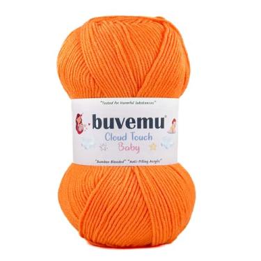 Imagem de Buvemu Cloud Touch Baby – Fio macio anti-bolinhas DK Weight para roupas de bebê, cobertores e crochê e tricô Amigurumi, 90% acrílico, 10% viscose derivado de bambu, 100 g / 260 jardas (laranja, 1
