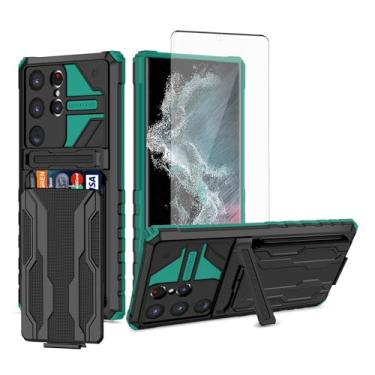 Imagem de Asuwish Capa de celular para Samsung Galaxy S23 Ultra 5G com protetor de tela de vidro temperado e suporte fino para cartão de crédito, acessórios para celular S23Ultra 23S S 23 23Ultra 17.3 cm