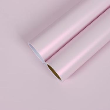 Imagem de CHIHUT Papel de contato rosa claro extra largo descasque e cole 76 cm x 299 cm papel de parede metálico para cozinha, impermeável, removível, de aço inoxidável, papel de contato para eletrodomésticos
