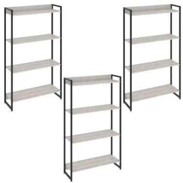 Imagem de Kit 3 Estantes Multiuso Escritório Industrial 4 Prateleiras Areta 145x