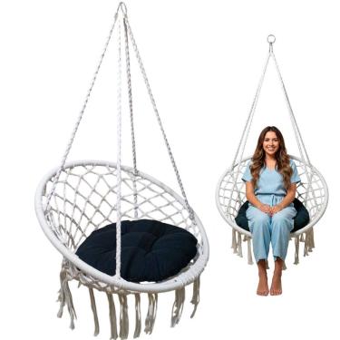 Imagem de Rede Cadeira Balanço Suspensa Algodao Confortavel Casa Quintal Jardim Varanda Terraço Area Externa Lazer Confortavel