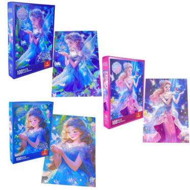 Imagem de Quebra Cabeça Princesas Com Glitter 100 Peças - Castela - Castela Bras
