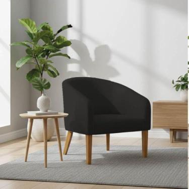 Imagem de Poltrona Sala Decorativa Stella Pé Madeira Trapézio Castanho Linho D03