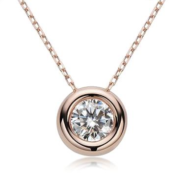 Imagem de JL LITTLE FOREST Colar Moissanite para mulheres, pingente solitário 1-2 CT prata esterlina 925 colares redondos D-E cor VVS1 claridade ouro branco colares banhados a ouro branco presentes de casamento para o dia das mães, Prata esterlina, Moissanite