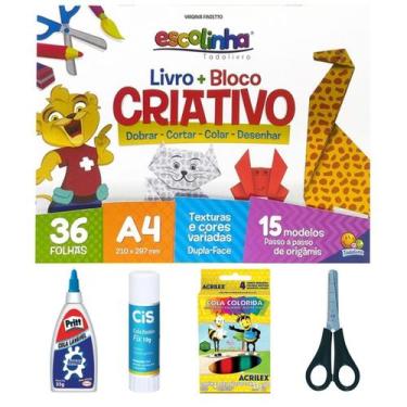 Imagem de Livro Escolar Montagem de Dobraduras em Papel Origame + Kit