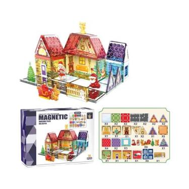 Imagem de Conjunto De Blocos De Construção Magnéticos Coloridos 3D Quebra-Cabeça