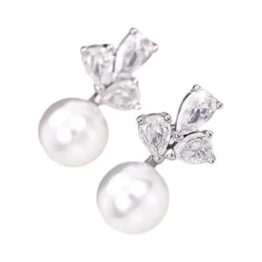 Imagem de Brincos Elegantes De Pérola Imitada Para Mulheres, Joias De Moda Versá