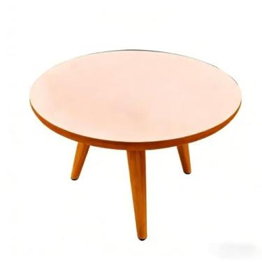 Imagem de Mesinha de Centro e Lateral Apoio Retro - Tripe Redonda para Sala, Versátil e Decorativa, Ideal para Acomodar Objetos Domésticos (Off White Freijó)