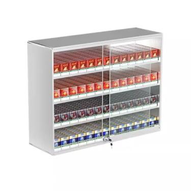 Imagem de Suporte de parede de alumínio para exibição de cigarros com fechadura e chave, caixa de fósforos de varejo/caixa de cigarros (44,5 x 17,3 x 60 cm) para merchandising de loja