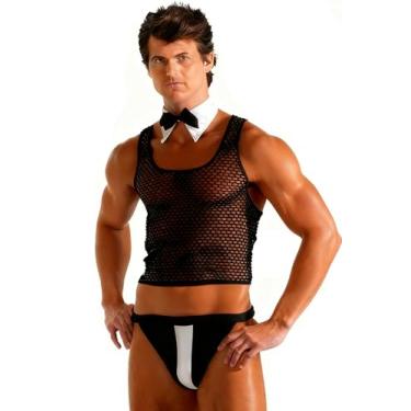 Imagem de EDENIGHT Lingerie masculina de mordomo, roupa íntima de garçom, fantasia de cavalheiro, cosplay, Preto 8, P-M