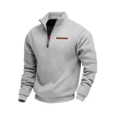 Imagem de Moletom Masculino De Fleece Com Zíper Frontal, Manga Longa, Confortáve