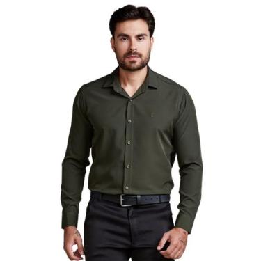 Imagem de Camisa Social Masculina Slim Manga Longa - Daze Modas, Verde, GG