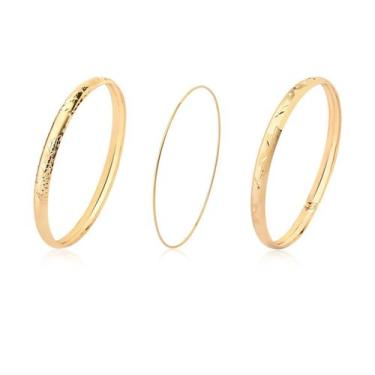 Imagem de Kit Conjunto Pulseiras Trabalhadas E Argola Ouro Puro 18k - MAEHLER Ar