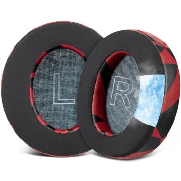 Imagem de SOULWIT Almofadas De Substituição Para Fones Ouvido Anker Soundcore Life Q30/Q35 Com Gel Refrescante, Auriculares Tecido Seda Gelada, Espuma Isolamento Ruído Alta Densidade - Red Storm