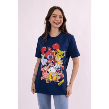 Imagem de Camiseta Bob Esponja Turma Da Fenda Do Biquíni - Piticas, G, Azul, Uni
