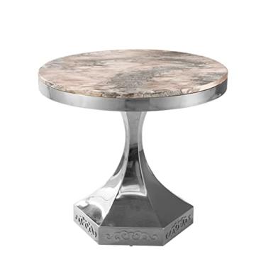 Imagem de Mesa central de mármore mesa de canto de aço inoxidável mesa redonda de mármore sala de estar pequena mesa de centro hotel mesa de centro redonda mesa de quarto (A)