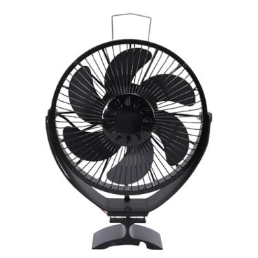 Imagem de Asixxsix Ventilador para fogão a lenha, ventilador de lareira movido a calor em liga de alumínio com capa protetora, térmico ativado por calor para fogão a lenha