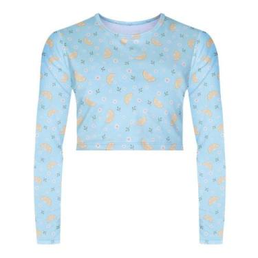 Imagem de Camisa Cropped Selene Manga Longa Juvenil - Azul 12, Azul, 12
