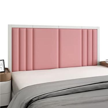 Imagem de Cabeceira estofada painel de parede autoadesivo moderno minimalista couro sintético painéis de parede para cama king, casal e queen (cor: rosa, tamanho: 150 cm)