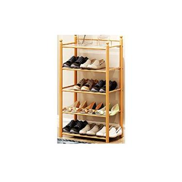 Imagem de Sapateira de madeira de bambu para porta de entrada, organizador de armazenamento para armário de sala de estar