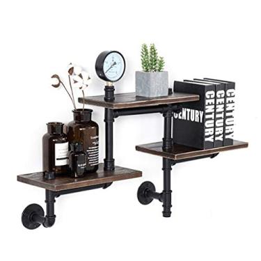 Imagem de Prateleiras flutuantes de parede de metal para pendurar na parede para quarto, sala de estar, cozinha, estilo retrô (82 x 60 x 20 cm)