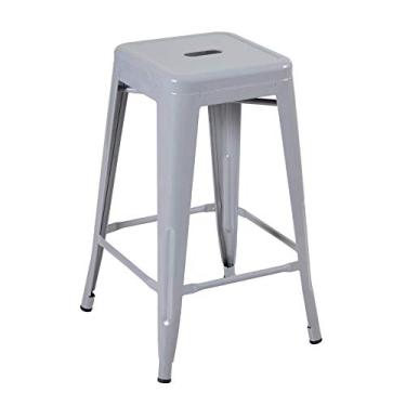 Imagem de Loft7, Banqueta média Iron Tolix 66 cm Cinza claro