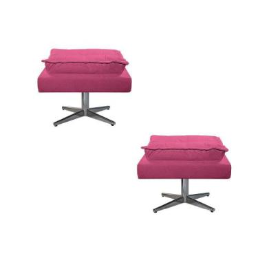 Imagem de Kit 02 Puffs Opala Base Giratória de Metal Sintético Pink - Doce Sonho