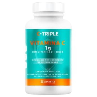 Imagem de C-TRIPLE VITAMINA C 1G + ZINCO 10 MG + VITAMINA D 400UI 100 COMPRIMIDOS TRIPLA PROTEÇÃO - DIVINA-Unissex