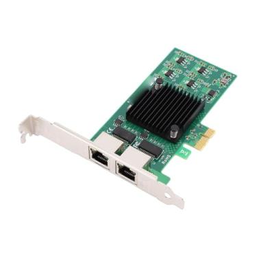 Imagem de Zyyini Placa de Rede Gigabit Ethernet, Porta PCI Express X1 Dupla RJ45 10 100 1000Mbps Gigabit Desktop Com Revestimento Dourado para Chipset 82574L para PC