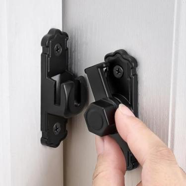 Imagem de INIRET Travas de porta de celeiro, trava de porta de ângulo reto de liga de alumínio, trava de porta de 90/180 graus, ferragens para fechaduras, trava de porta deslizante de segurança para armários