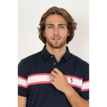 Imagem de Camisa Polo Aleatory Listrada Prague Marinho-Masculino