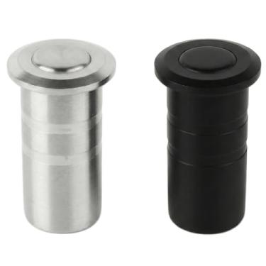 Imagem de Fechadura de porta de aço inoxidável 304, inserções à prova de poeira, 2 protetores de furo de piso (preto e prata), capas antipoeira de parafuso nivelado resistentes à ferrugem para portas francesas