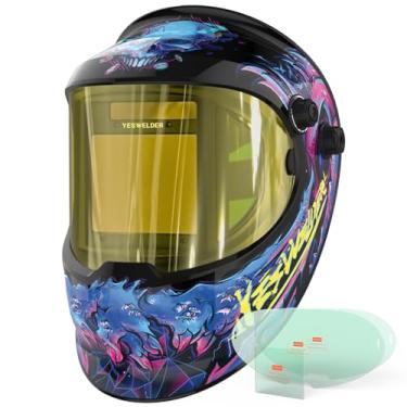 Imagem de YESWELDER Grande Visualização True Color Solar Powered Auto Escurecimento Capacete de Soldagem com Vista Lateral, 4 Arco Sensor Wide Shade 4/5-9/9-13 Máscara de Soldador para TIG MIG ARC Grinding Plasma LYG-Q800D-CP