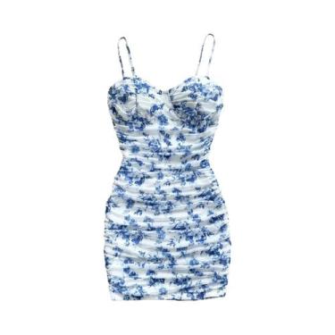 Imagem de Vestido Mini Floral Francês Feminino Sem Costas Primavera Verão Sexy E
