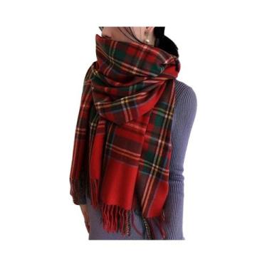 Imagem de Cachecol Feminino Xadrez Tartan Macio E Longo Estilo Escocês Para O Na