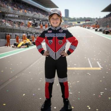 Imagem de Kit Roupa Fantasia de F1 Infantil Corredor F1 Carro Piloto P M G Criança Idela Para Festa de Aniversario Carnaval howleen Brincadeira Primum